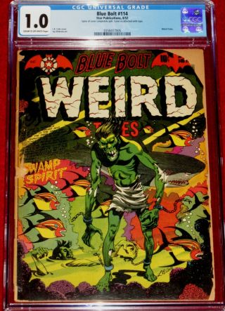 Blue Bolt Weird Tales 114 Classic Underwater Zombie Cover By L.  B.  Cole