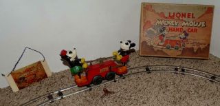 Disney 1934 " Lionel Mickey Mouse Hand Car ",  Box,  Track,  Key,  Ex All