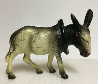 Vintage Celluloid Bobbing Head Donkey Mule Nodder Toy Black White 4 " X 3 1/2 "