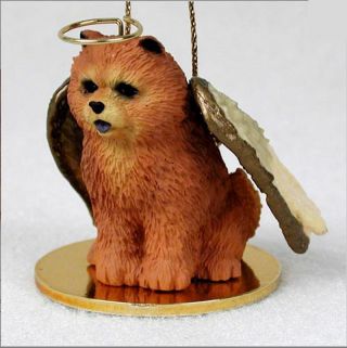 Chow Chow Ornament Angel Figurine Hand Painted Red