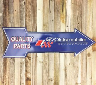 Oldsmobile Quality Parts Service 27 " Arrow Metal Tin Sign Large Vintage Garage