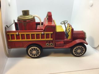 Vintage Tin Friction Toy Fire Truck Japan