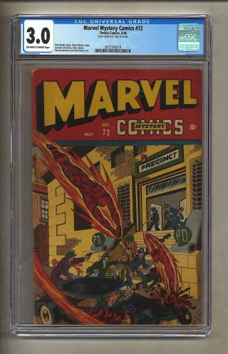 Marvel Mystery Comics 72 (cgc 3.  0) Ow/w Pages; Human Torch 1946 Timely (c 26490