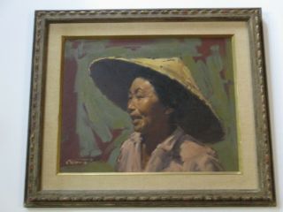 Clarence Mcgrath Oil Painting Fine Old Chinese Scholar Portrait Asian Listed Art