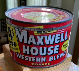 Vintage Maxwell House Western Blend 1 Lb Coffee Tin