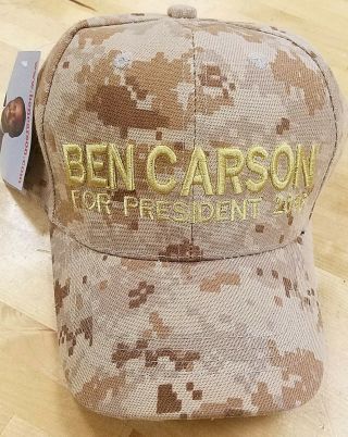 Ben Carson For President 2016 Camo Campaign Cap Hat Adjustable Nwt F08