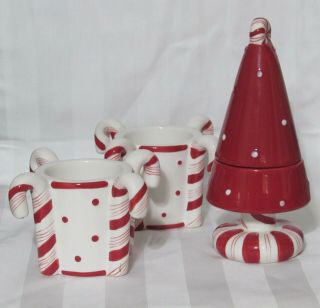 Yankee Candle Candy Cane Christmas Tree Votive Candle Holders Set Of 3