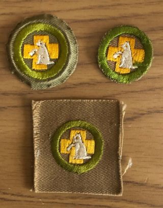Vinatge Boy Scout First Aid to Animals Merit Badges and Cards 2