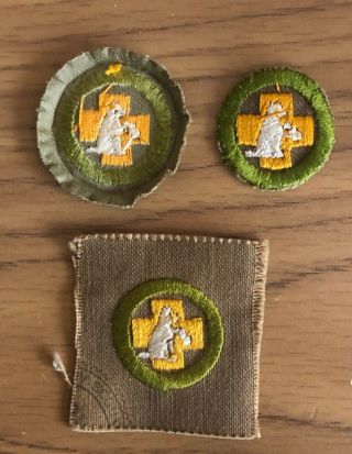 Vinatge Boy Scout First Aid to Animals Merit Badges and Cards 3
