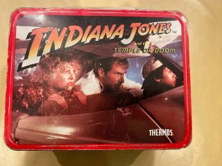 Vintage 1980s Indiana Jones Metal Lunch Box Temple Of Doom Harrison Ford