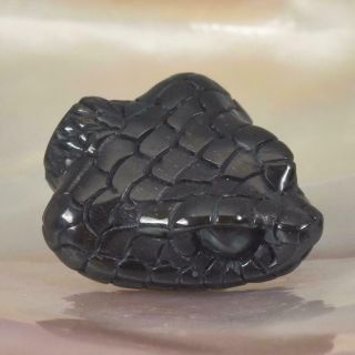 Snake Head Bead Buffalo Horn Art Carving For Bracelet Or Necklace Handmade 4.  21g