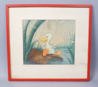 Orig 1938 Walt Disney Ugly Duckling Cell Painting W Courvoisier Galleries Label