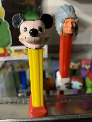 Pez Vintage No Feet Mickey With Diecut Stem Painted Face