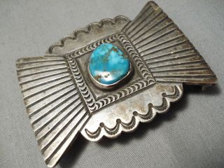 Authentic Vintage Navajo Spiderweb Turquoise Sterling Silver Sun Buckle