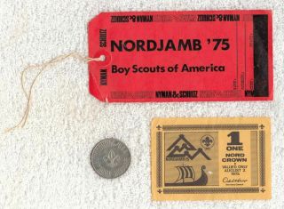 H9124 Bsa Oa Scouts 14th World Jamboree 1975 Nordjamb - Coin / Nord Crown / Tag