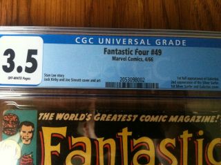 Fantastic Four 49 CGC 3.  5 Off - White Pages First Full Appearance of Galactus 2