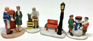 Set Of 4 Coca Cola Christmas Village Figures