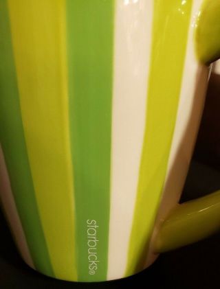 Starbucks Barista 2003 Green & White Stripes Coffee Tea Mug Cup