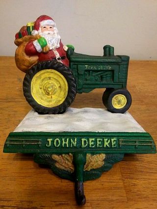 Santa Riding A John Deere Tractor Stocking Holder John Deere