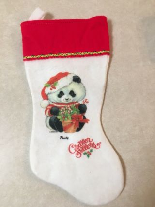 Vintage Critter Sitters Panda “pandy” Felt Fuzzy Christmas Holiday Stocking