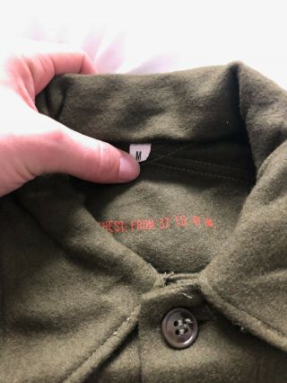 Dead - stock Vintage Korean War 1951 Wool Cold Weather Field Shirt Size Medium 3