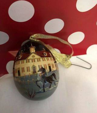 Mount Vernon Christmas Ornament Wooden Egg George Washington Home Hand Painted