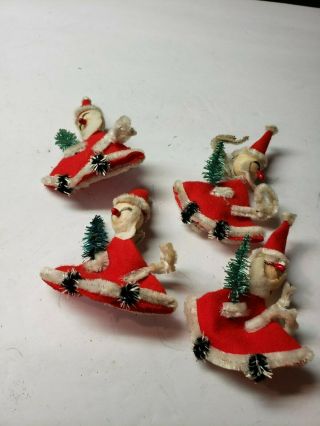 Cool Vintage 1960s Santa Claus Pipe Cleaner Christmas Tree Ornaments