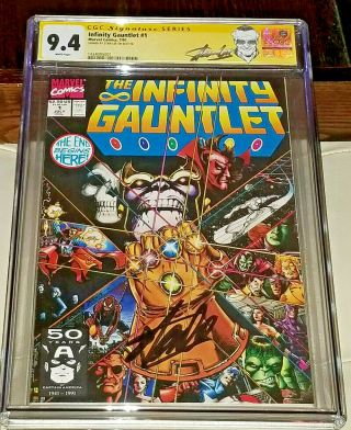 Infinity Gauntlet 1 Newsstand Edition Cgc 9.  4 Ss Stan Lee Signed Avengers Movie