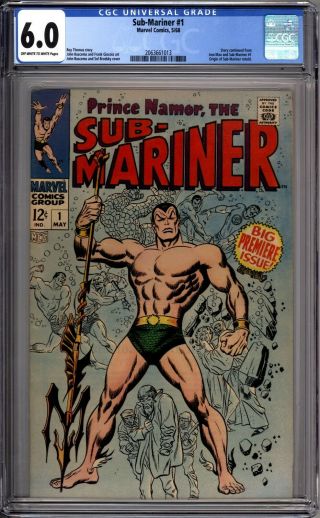 Sub - Mariner 1 Cgc Graded 6.  0 Fn Origin Of Namor Marvel Comics 1968