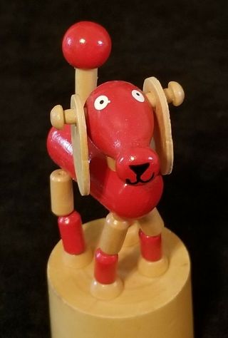 Vintage Push Up Toy Collapsible Wooden Red Dog 2