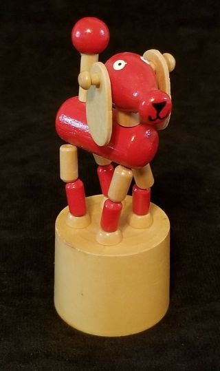 Vintage Push Up Toy Collapsible Wooden Red Dog 3
