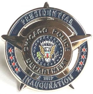 Chicago Police 2017 Donald Trump Presidential Inauguration Lapel Pin - Silver