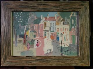 Charles Cobelle Paris Street Scene Framed 27.  5 X 20.  5 Signed Watercolor