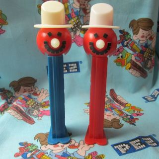 Snowmen " B " Misfit Pez Dispensers With Red Heads