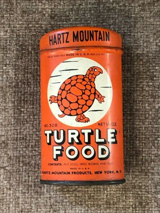 Collectible Hartz Mountain Turtle Food Tin Can