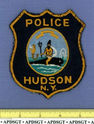 Hudson (old Vintage) York Police Patch Neptune Sea God Whale Cheesecloth
