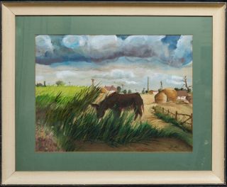 Thomas Hart Benton (1889 - 1975) Mi/ma Artist Watercolor " Horse In The Farm "