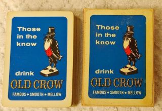 Vintage Western Print Old Crow Kentucky Whiskey Bourbon Playing Cards Jokers