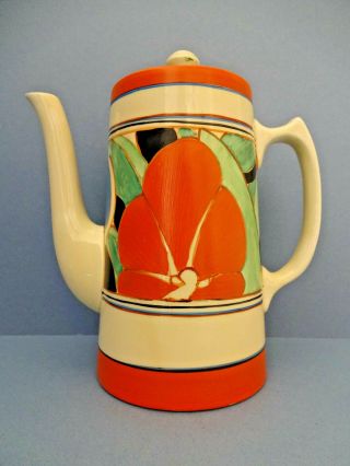 Vintage Clarice Cliff Coffee Pot,  With A " Gardenia " Design.  C 1930s.