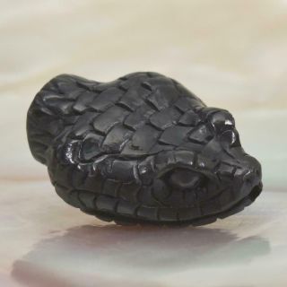 Snake Head Bead Buffalo Horn Art Carving For Bracelet Or Necklace Handmade 2.  52g