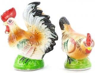 Vintage Chickens Anthropomorphic Salt And Pepper Shakers Japan Collectible Birds