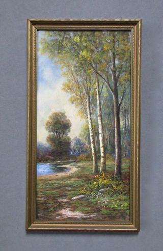 Listed Artist J.  W.  Clarke (19th - 20thc) Oil Pastel Landscape Painting