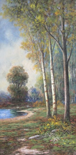 Listed Artist J.  W.  Clarke (19th - 20thc) Oil Pastel Landscape Painting 2