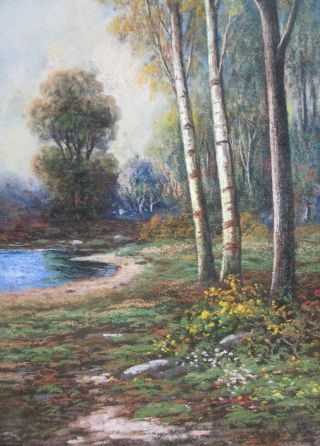Listed Artist J.  W.  Clarke (19th - 20thc) Oil Pastel Landscape Painting 3