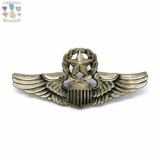 Korean War U.  S.  Air Force 3” Command Pilot Wings Badge Sterling Silver Ns Meyer