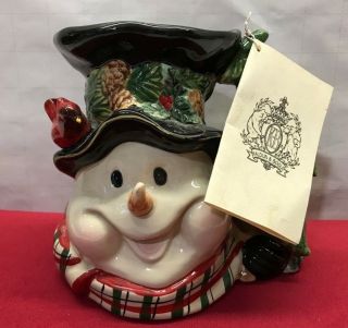 Kaldun & Bogle Hand Painted Ceramic China Christmas Snowman Mug Cup Figurine Tag