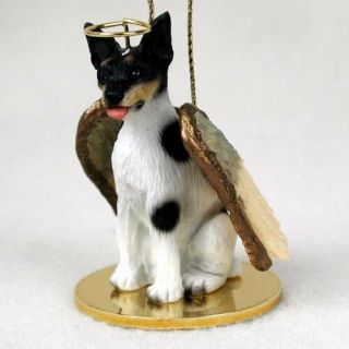 Rat Terrier Dog Angel Ornament Hand Painted Resin Figurine Christmas Collectible