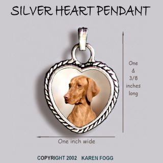 Vizsla Dog - Ornate Heart Pendant Tibetan Silver