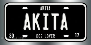 Akita Dog Breed License Plate Red Blue Green Yellow Black
