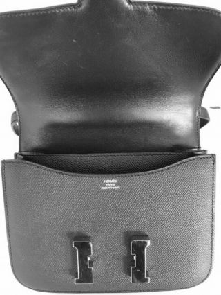Authentic Hermes Black Classic Handbag Mini Bag 3